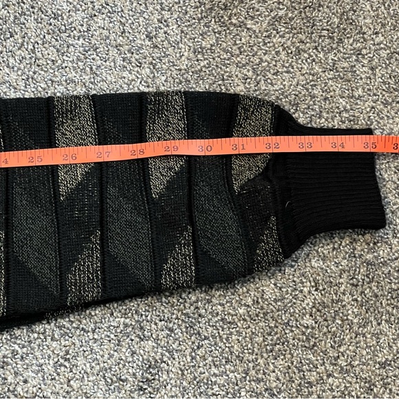 Pronto Uomo Sweater Mens L Black Beige Green Wool Blend 3D Knit Geometric 90s - Picture 10 of 10